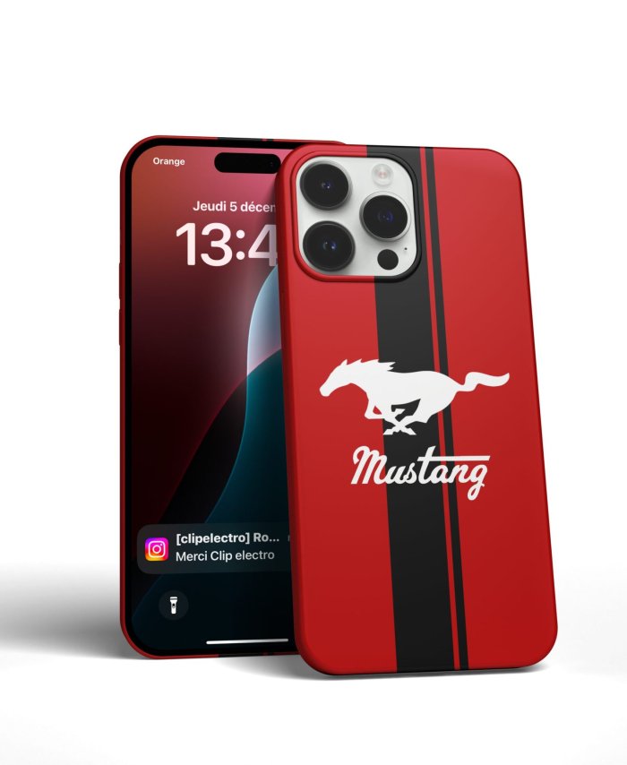 Coque iPhone Mustang Racing Rouge – Image 3