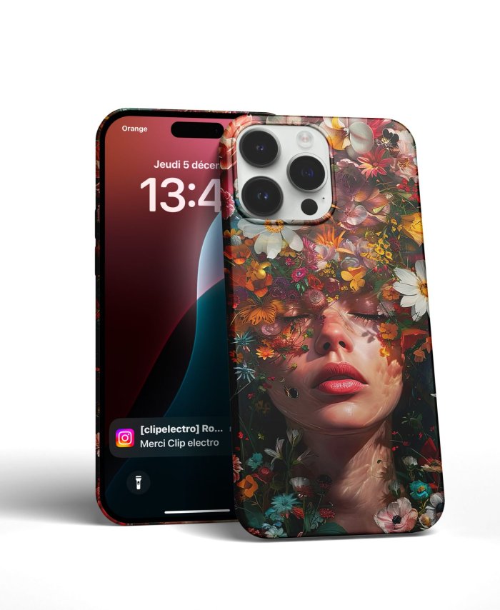 Coque iPhone Art Floral et Femme Bohème – Image 3